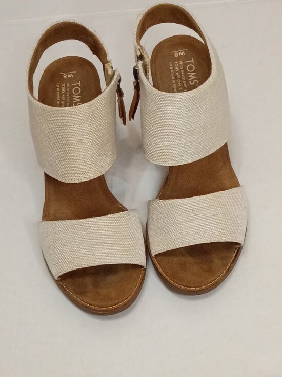 Toms Shoes - TOMS Majorca Cutout Block Heel Sandals Size 8 Natural Woven